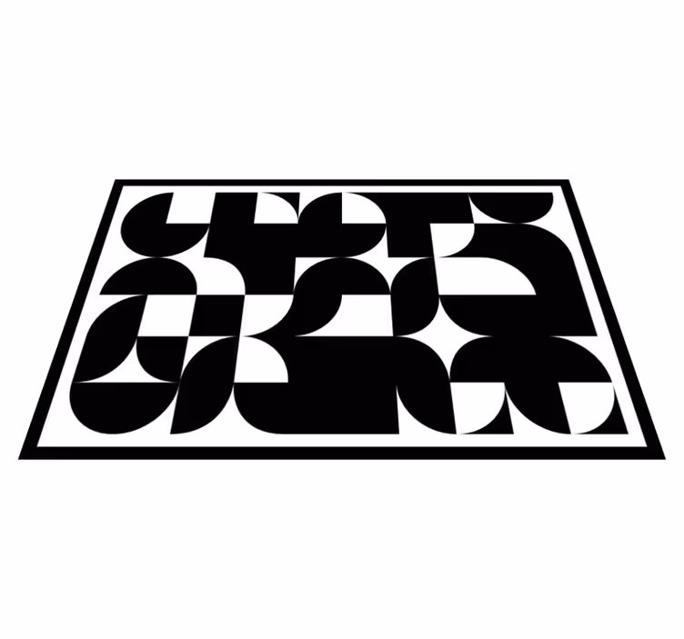 Alfombra vinílica geométrica patrón de círculos negros - TenVinilo