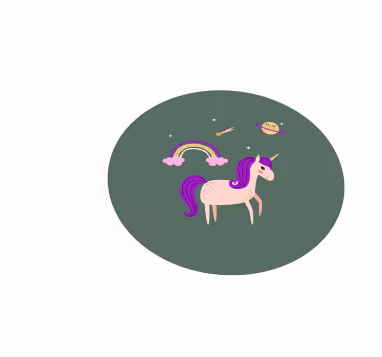 Alfombra vinílica infantil unicornios artísticos verde - TenVinilo