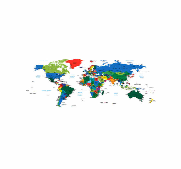 Alfombra vinílica mapamundi cartografía política - TenVinilo