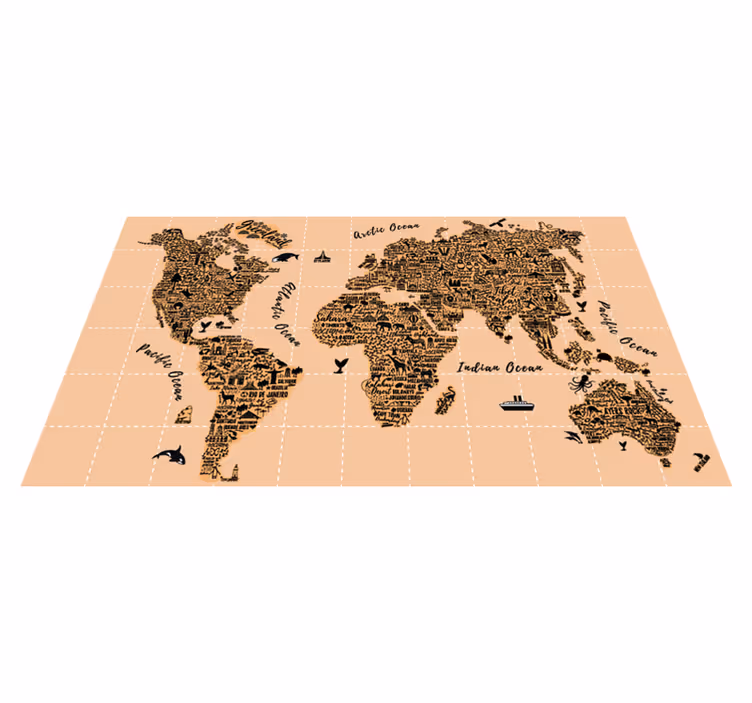 Alfombra vinílica mapamundi ciudades - TenVinilo