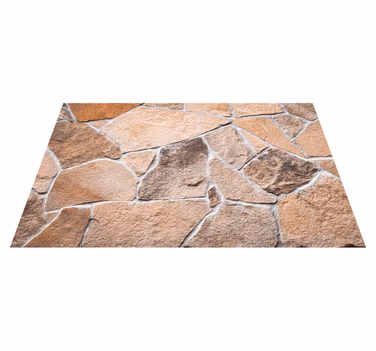 Alfombra vinílica recibidor ladrillos de piedra marrón claro - TenVinilo