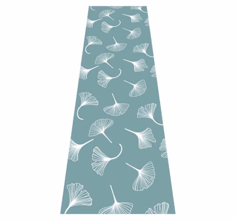 Alfombra vinílica salón hojas de ginkgo azul claro - TenVinilo