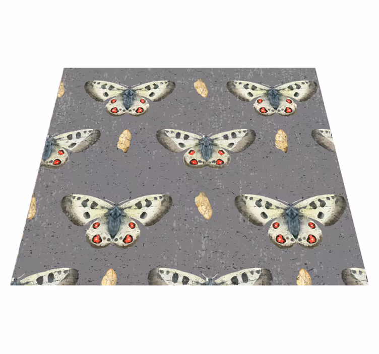 Alfombra vinílica gris patrón mariposa simple - TenVinilo