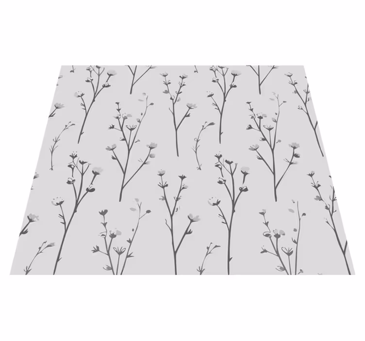 Alfombra vinílica gris con motivo de árbol de algodón - TenVinilo
