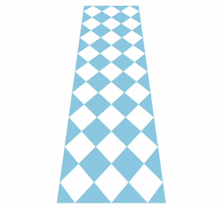 Alfombra vinílica pasillo diseño cuadros azul y blanco - TenVinilo