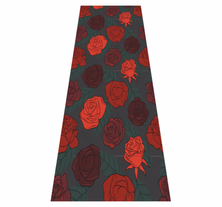Alfombra vinílica pasillo múltiples rosas y hojas - TenVinilo