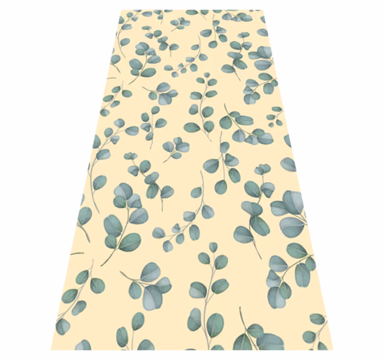 Alfombra vinílica beige con patrón de hojas de eucalipto - TenVinilo