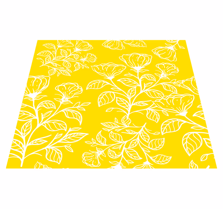 Alfombra vinílica amarilla con diseño de flores - TenVinilo