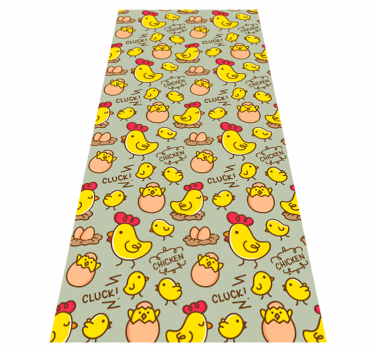 Alfombra vinílica amarilla con patrón de huevos de gallina - TenVinilo