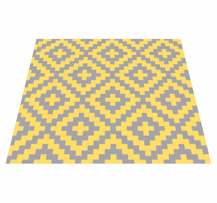 Alfombra vinílica amarilla patrón triángulo gris y amarillo - TenVinilo