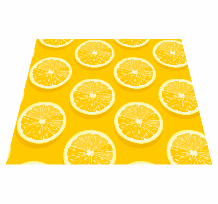 Alfombra vinílica amarilla limones en rodajas - TenVinilo