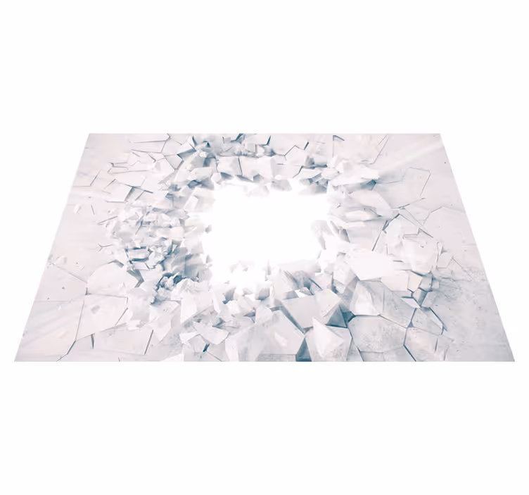 Alfombra vinílica blanca figuras geométricas explosivas - TenVinilo