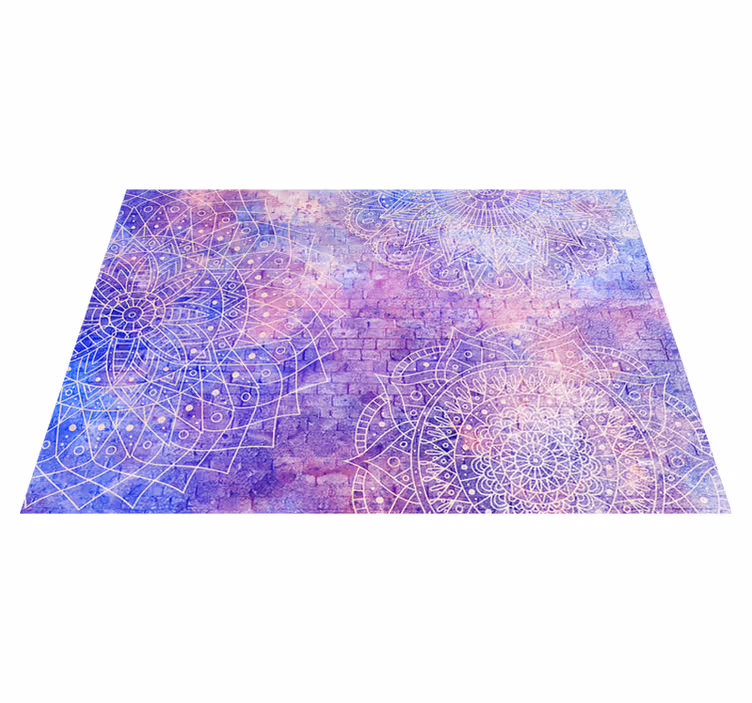 Alfombra vinílica lila pared de ladrillo con mandala - TenVinilo