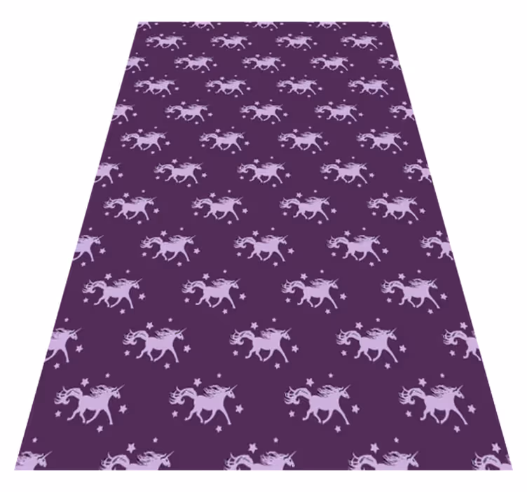 Alfombra vinílica lila unicornios simples con estrellas - TenVinilo