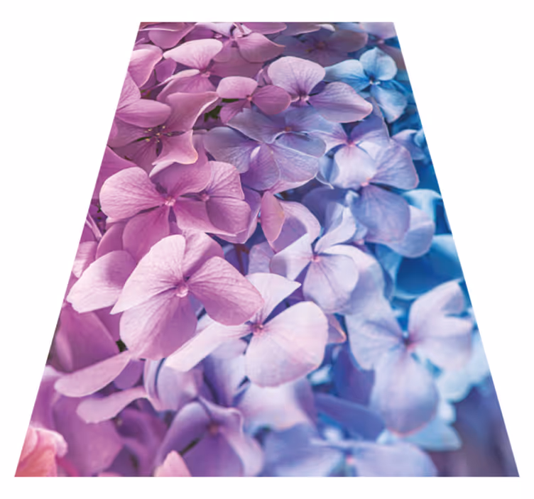 Alfombra vinílica lila muchas flores de hortensia - TenVinilo