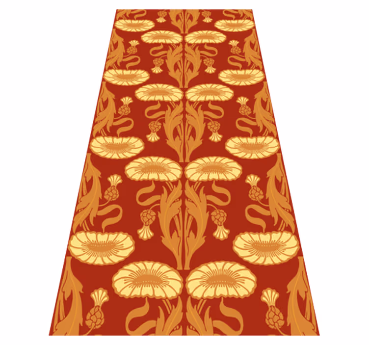 Alfombra vinílica naranja con patrón ornamental moderno - TenVinilo