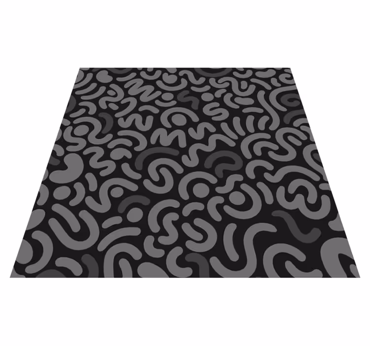 Alfombra vinílica negra líneas redondeadas abstractas - TenVinilo