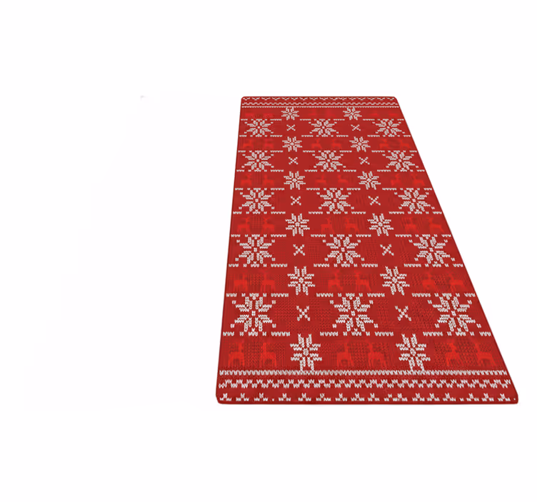 Alfombra vinílica roja patrón navideño típico - TenVinilo