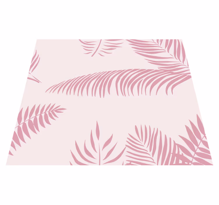 Alfombra vinílica rosa hojas de palmera grandes - TenVinilo