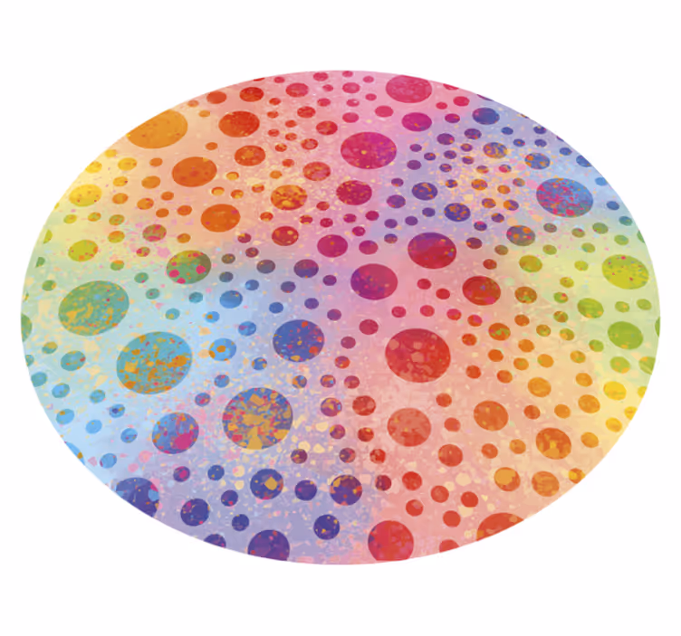 Alfombra vinílica redonda diseño circular punteado colorido. - TenVinilo
