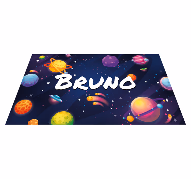 Alfombra vinílica infantil espacio con nombre - TenVinilo
