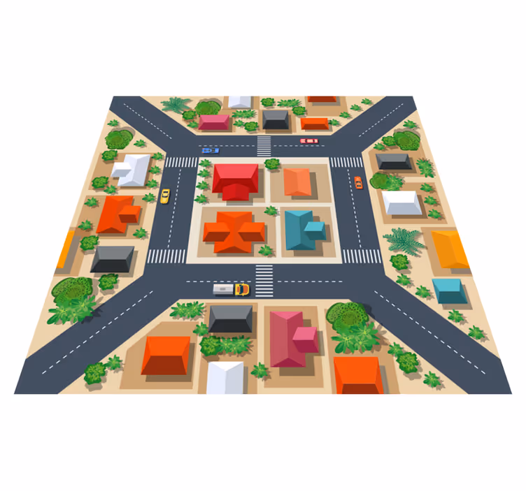 Alfombra vinílica carretera paisaje urbano - TenVinilo