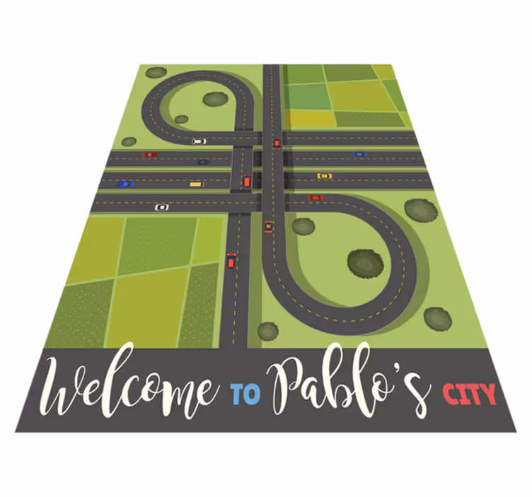 Alfombra vinílica infantil ciudad personalizable - TenVinilo