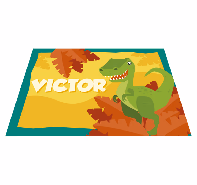 Alfombra vinílica infantil T-Rex con nombre - TenVinilo