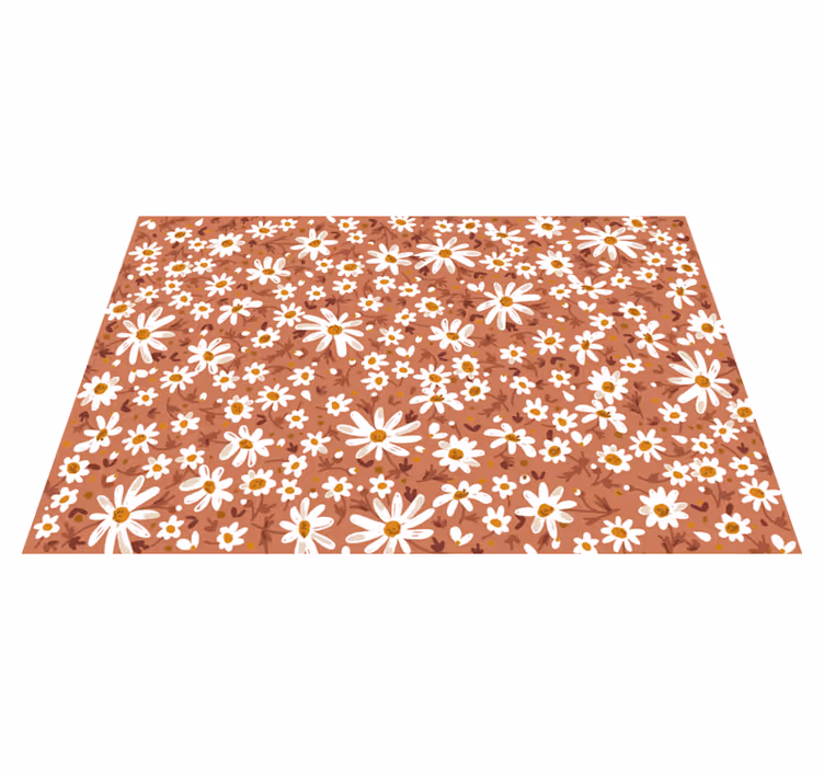 Alfombra vinílica vintage  flor de margarita  - TenVinilo