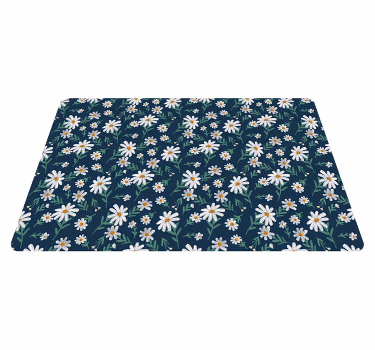 Alfombra vínilica vintage de flores margaritas - TenVinilo