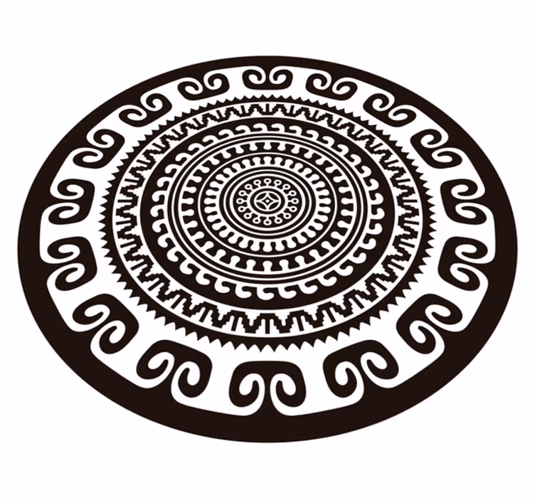 Alfombra vinílica mandala blanco y negro - TenVinilo