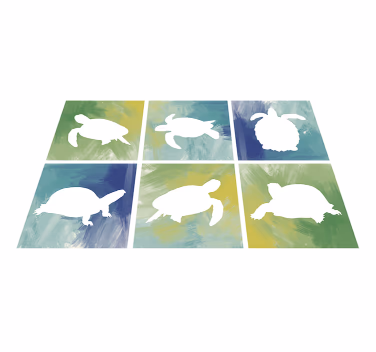 Alfombra de vinilo animal tortugas coloridas  - TenVinilo