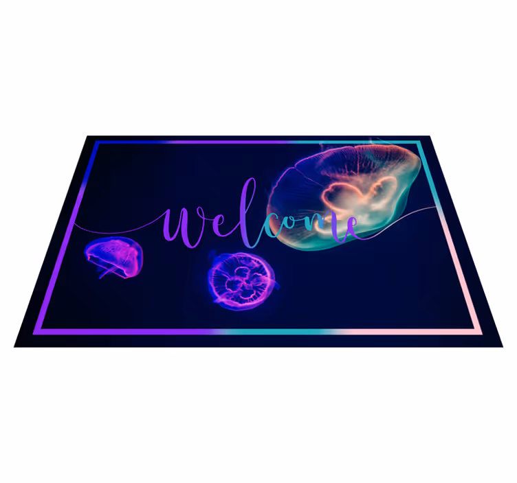 Alfombra vinilo recibidor medusas multicolores - TenVinilo