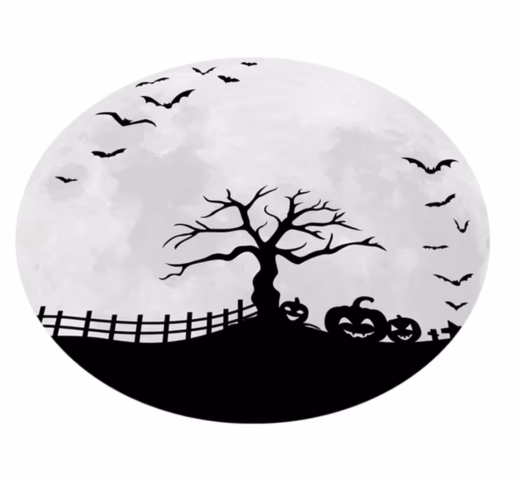 Alfombra vinílica circular paisaje Halloween - TenVinilo