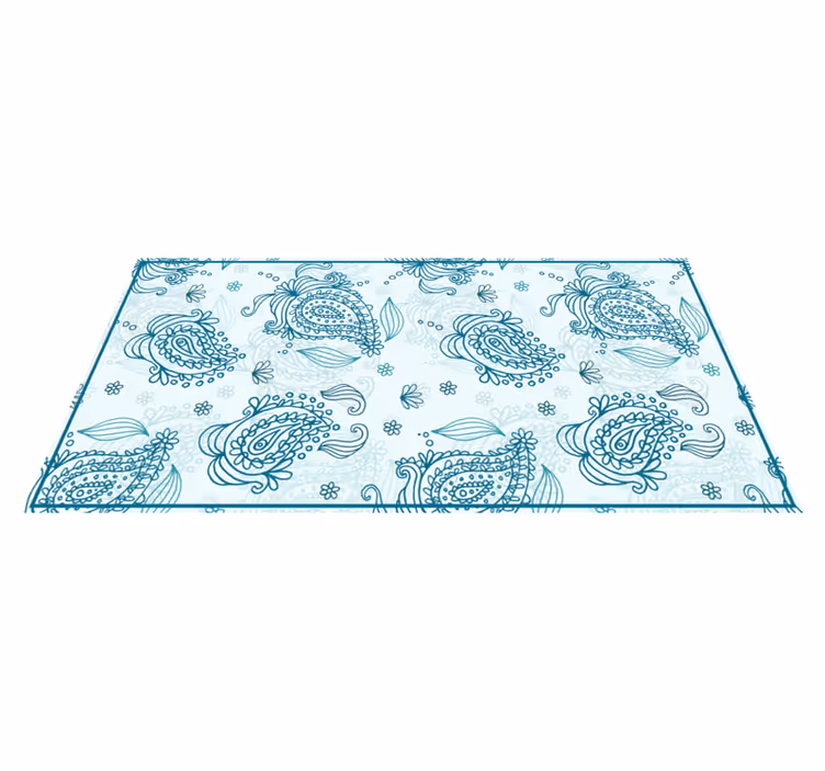 Aflombra vinílica azul motivo floral paisley - TenVinilo