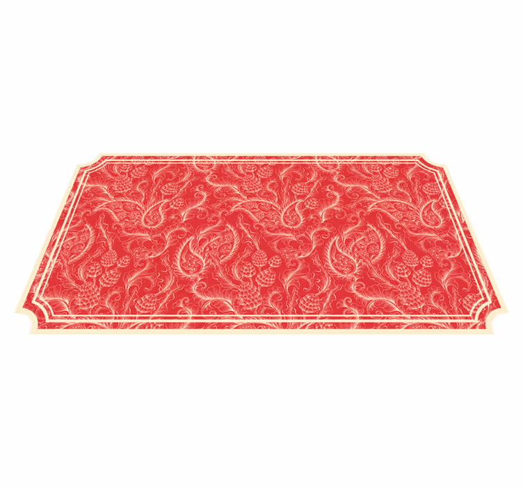 Alfombra vinílica salón roja ilustración paisley - TenVinilo