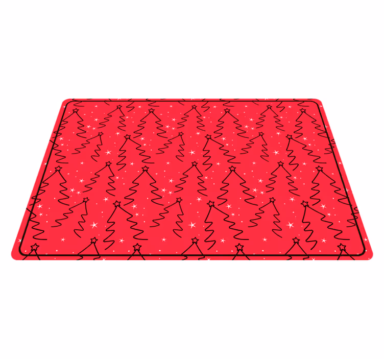 Alfombra vinílica habitación líneas árboles navidad - TenVinilo