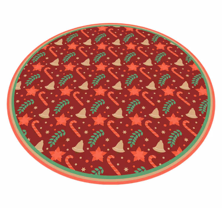 Alfombra vinílica roja patrón dulces navideño - TenVinilo