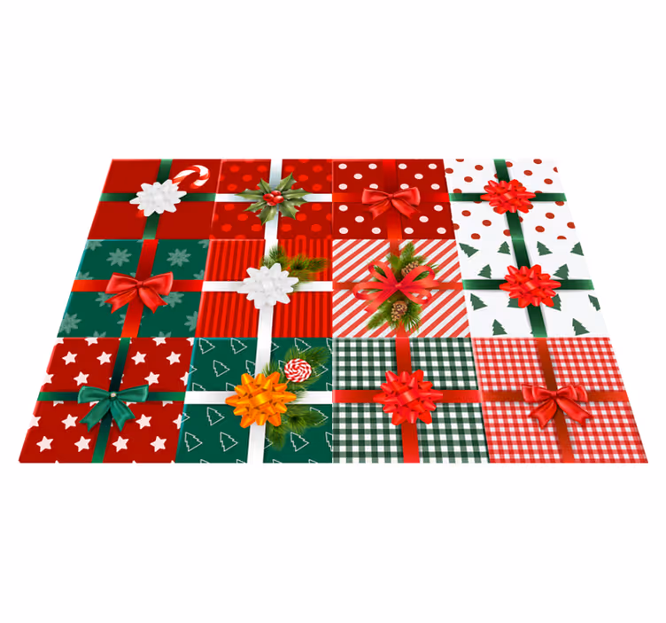 Alfombra vinílica habitación cajas de regalo - TenVinilo