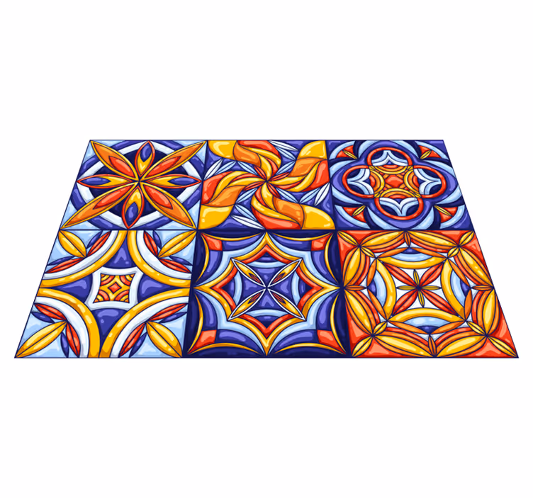 Alfombra vinílica hidráulica patrón de mosaico artístico - TenVinilo