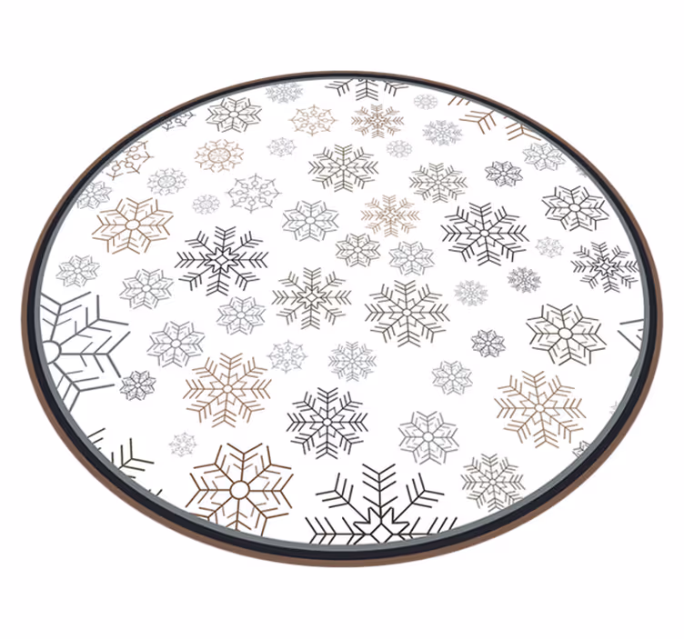 Alfombra vinilo redonda copos nieve grises - TenVinilo