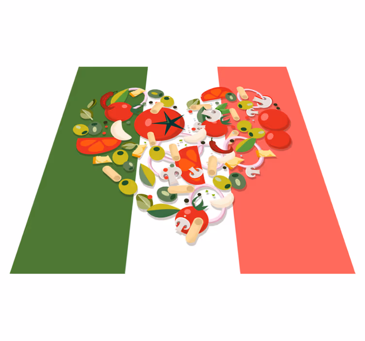 Alfombra de vinilo mapamundi Bandera de comida de italia - TenVinilo