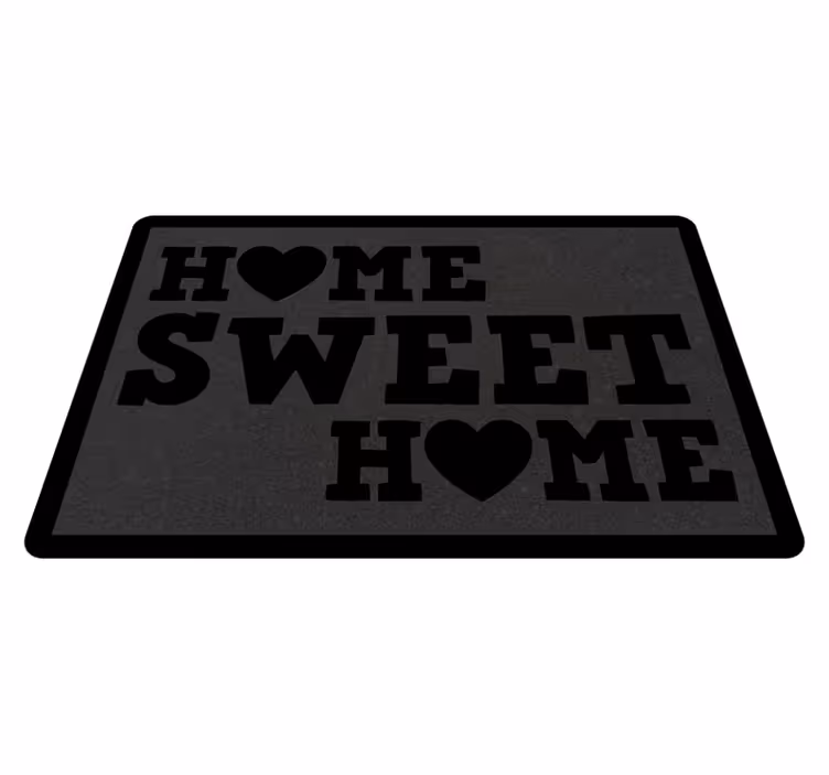 Alfombra vinílica con frase Hogar dulce hogar con corazon - TenVinilo