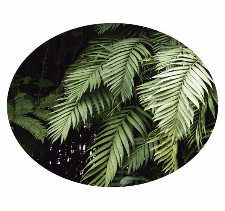 Alfombra vinílica flores círculo de follaje tropical - TenVinilo