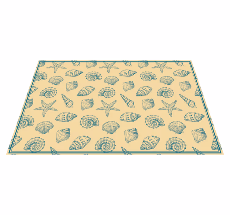 Alfombra vinílica  de conchas marina y estrellas - TenVinilo