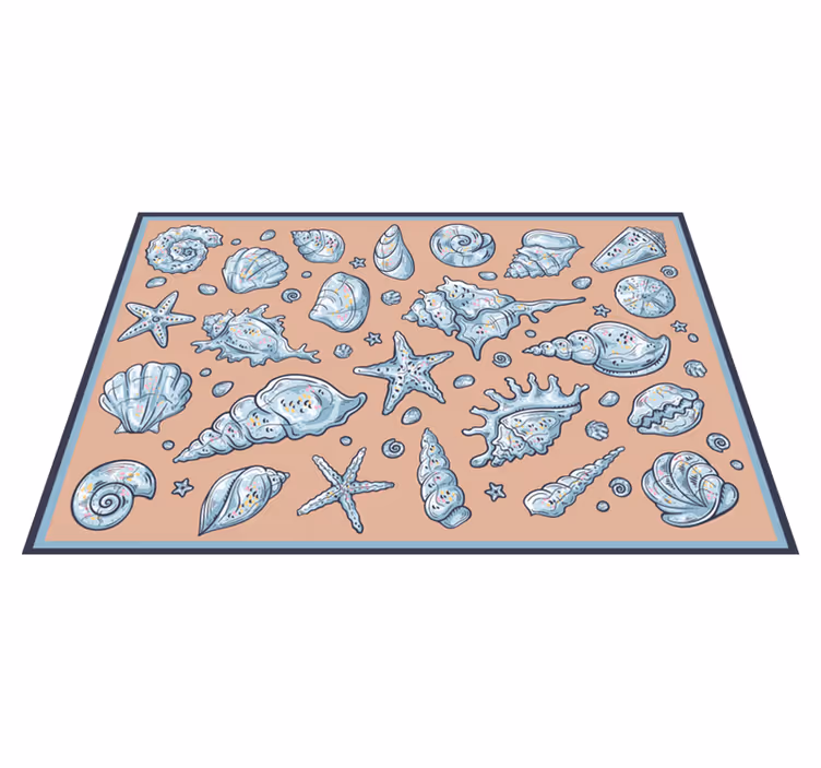 Alfombra vinílica naturaleza ilustraciones de conchas - TenVinilo