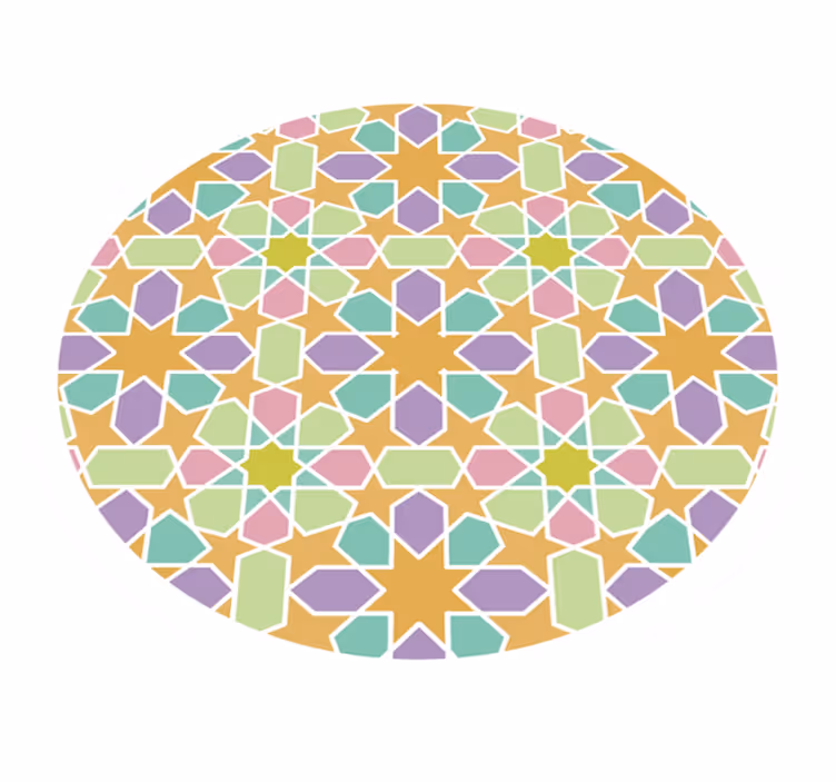 Alfombra vinílica geométrica círculo de mosaico de estrellas - TenVinilo