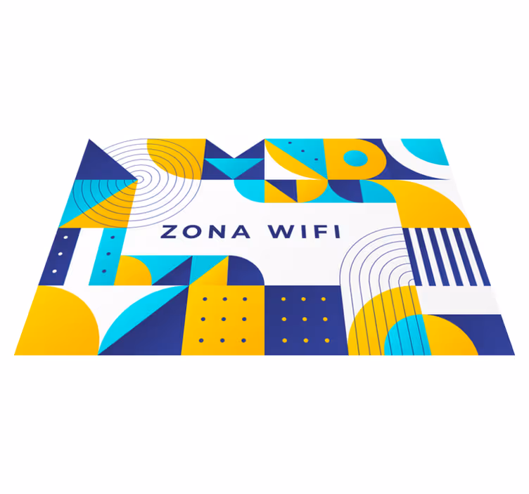 Alfombra vinílica frase diseño geométrico de zona wifi - TenVinilo