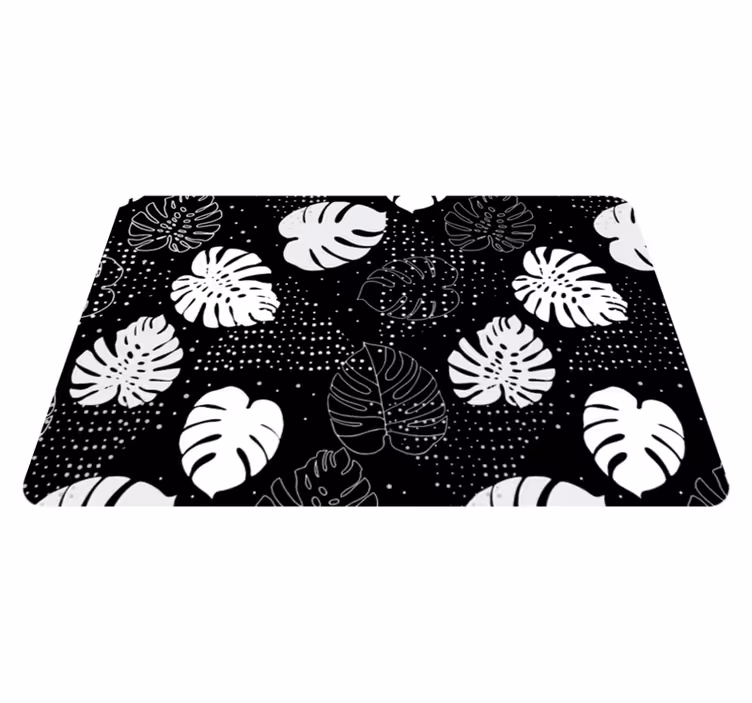 Monstera en blanco y negro deja alfombra natural - TenVinilo
