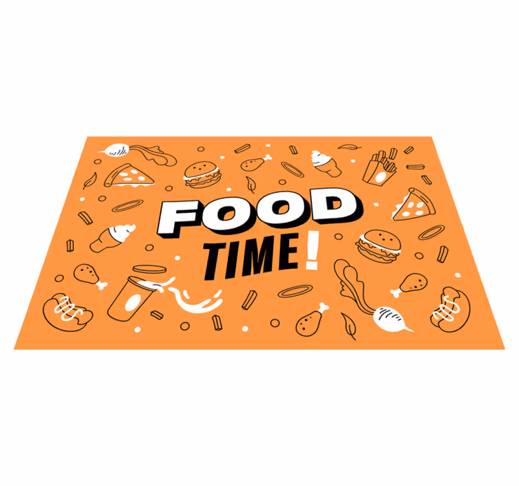 Alfombra vinílica cocina ilustración de tiempo de comida - TenVinilo